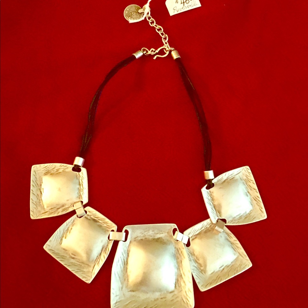 REDUCED-Pewter Squares with leather cords & ext.